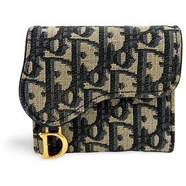 Christian Dior Saddle Flap Oblique Canvas Mini Bleu Marine