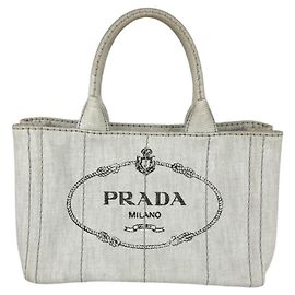 Prada PRADA Canapa Canvas Handbag Grey