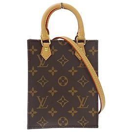 Bolso Louis Vuitton Petite Sac Plat Monogram Castaño