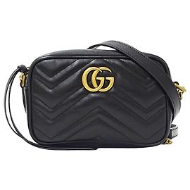 Gucci GG Marmont Black Leather Handbag Black