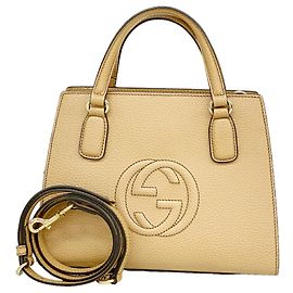 Gucci Soho Leather Handbag Beige Beige