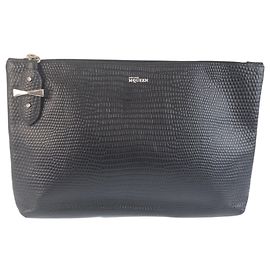 Bolso de mano de piel negra Alexander McQueen Negro