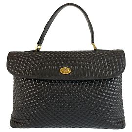 BALLY Vintage gesteppte Handtasche aus schwarzem Leder Schwarz