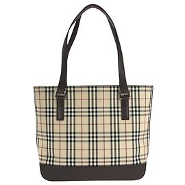 Sac cabas et épaule Burberry Check Pattern Beige Marron foncé