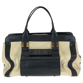 Chloé Alice Leder-Tote-Bag Schwarz Beige