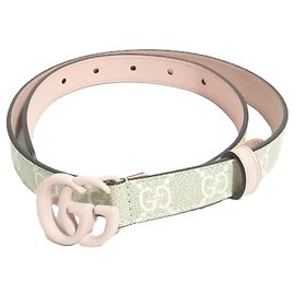 Cinturón delgado Gucci GG Supreme Marmont Rosa Beige
