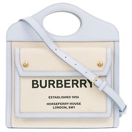 Burberry Mini Two-Tone Pocket Bag Beige Light blue