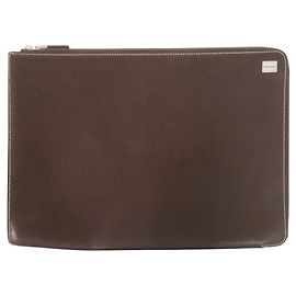 Borsa a pochette Burberry Nova Check in pelle marrone Marrone