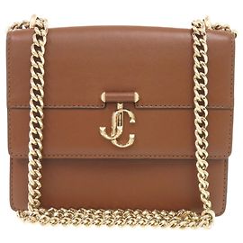 Borsa a tracolla Jimmy Choo Varenne in pelle marrone con catena Marrone