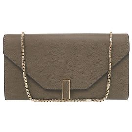 Valextra Iside Leather Gray Chain Wallet Brown