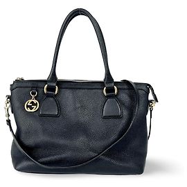 Sac à main Gucci GG Charm Convertible Dome Satchel en cuir Medium Noir