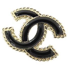 Chanel ABC538 Brosche Schwarz und Gold Schwarz Golden
