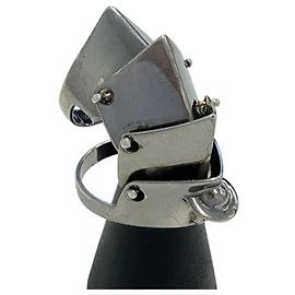 Vivienne Westwood Armor Band Ring Set Black Silvery