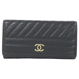 Portafoglio bi-fold Chanel 82399 in pelle nera Nero