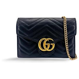 Gucci GG Marmont Chain Matelasse Leather Mini Black