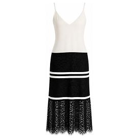 Abito maxi in seta e pizzo Chanel 17P Resort 'Cuba' Nero Bianco