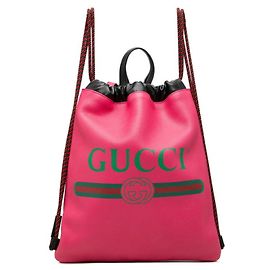 Gucci Drawstring Backpack in Pink Leather Pink