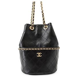 Borsa a tracolla Chanel Matelassé in pelle d'agnello nera Nero