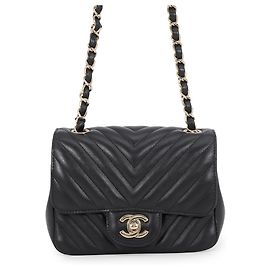 Borsa a tracolla Chanel Chevron Mini in pelle d'agnello Nero