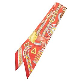 Hermès Hermes Twilly Harnais de Cur Scarf Muffler Vermelho Multicor