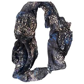 Autre Marque Claudia Sträter Sciarpa in Seta Stampata Nero Blu Multicolore Porpora