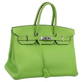 Hermès HERMES Birkin 35 Handtasche aus Taurillon-Leder Grün Silber Auth LN220SM Silber Grün