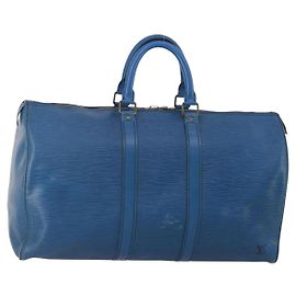 LOUIS VUITTON Epi Keepall 45 Boston Bag Blue M42975 LV Auth 197485 Blau