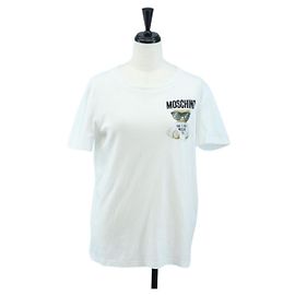 T-shirt a maniche corte MOSCHINO in cotone bianco Auth 203736M Bianco