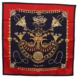 Hermès HERMES Carre 90 Scarf Silk Navy Auth 198381M Blu navy