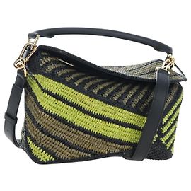 Sac à main LOEWE Puzzle Bag Small en cuir Vert Doré Auth 167700SM Autre Vert