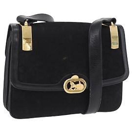 Céline Borsa a tracolla CELINE C Sulky Canvas Black Gold Auth ep16244 Nero D'oro