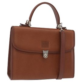 Bolsa de mão Burberrys em couro 2way marrom prata Auth BA16165 Marrom Prata