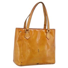 LOUIS VUITTON Monogram Vernis Houston Hand Bag Beige M91004 LV Auth bs37344 Beige