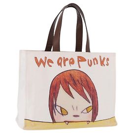 Stella Mc Cartney Sac cabas Stella McCartney Nara Yoshitomo Canvas White Brown Auth mr2934V Marron Blanc
