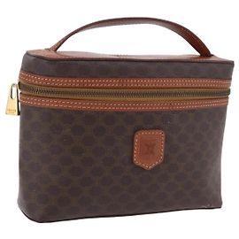 Céline CELINE Macadam Canvas Vanity Cosmetic Pouch PVC Brown Auth mr2997A Brown