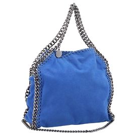 Stella Mc Cartney Sac Stella MacCartney Chain Falabella Suede Blue Silver 371223 Auth 206343A Argenté Bleu