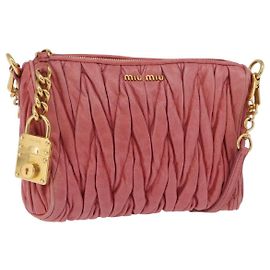 Sac à épaule Miu Miu Matelassé en cuir rose doré authentique 206317M Rose Doré