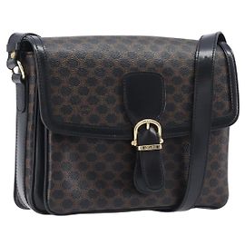 Céline Borsa a tracolla CELINE Macadam Canvas PVC Leather Black Gold Auth ep16100 Nero D'oro