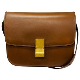 Céline Borsa Celine in pelle di vitello box classica marrone chiaro Marrone
