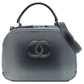 Borsa vanity satchel Chanel Small CC Quilted Metallic Caviar Coco Curve Grigio Grigio