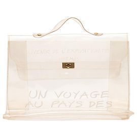 Hermès Vinyl Souvenir De L Exposition Kelly Handtasche Weiß Weiß