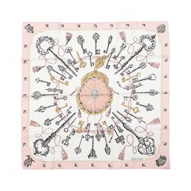 Hermès Carré 90 "LES CLES" Lenço de seda em Rosa Rosa
