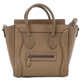 Céline Bolsa de mão 2Way Celine Luggage Nano em couro, Marrom Bege