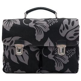 Prada Business-Tasche aus grauem Canvas mit Blumenprint Grau