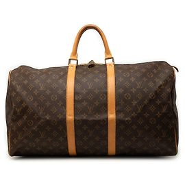 Borsa da viaggio Louis Vuitton Monogram Keepall 55 Marrone Marrone