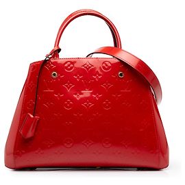 Sac Satchel Louis Vuitton Monogram Vernis Montaigne MM Rouge Rouge