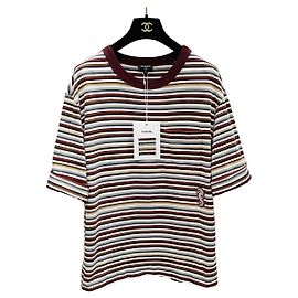 Top Chanel Cropped de Algodón con Estampado de Rayas Multicolor Multicolor