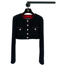 Veste Chanel en tweed noir taille 34 Multicolore