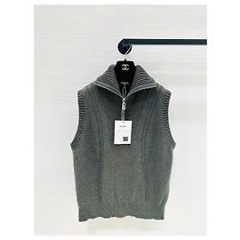 Chanel Strickjacke aus grauer Wolle Mehrfarben