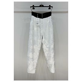 Pantalon Chanel à Paillettes Camélia Blanc Multicolore